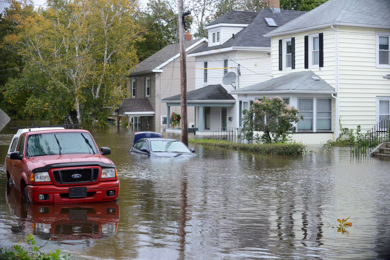 Flooded residential area in Canada